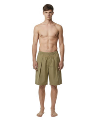thirdofthefifth oatmeal pleated shorts