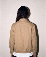 thirdofthefifth Evan Jacket, oatmeal, camel, dark beige zip-up jacket with blush pink cotton lining. unisex male female casual jacket. Australian fashion streetwear