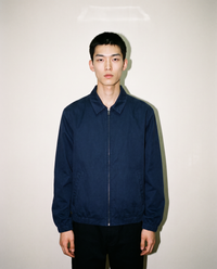 thirdofthefifth Evan Jacket, navy blue zip-up jacket with blush pink cotton lining. unisex male female casual jacket. Australian fashion streetwear