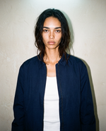 thirdofthefifth Evan Jacket, navy blue zip-up jacket with blush pink cotton lining. unisex male female casual jacket. Australian fashion streetwear