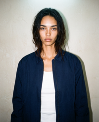 thirdofthefifth Evan Jacket, navy blue zip-up jacket with blush pink cotton lining. unisex male female casual jacket. Australian fashion streetwear