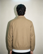 thirdofthefifth Evan Jacket, oatmeal, camel, dark beige zip-up jacket with blush pink cotton lining. unisex male female casual jacket. Australian fashion streetwear